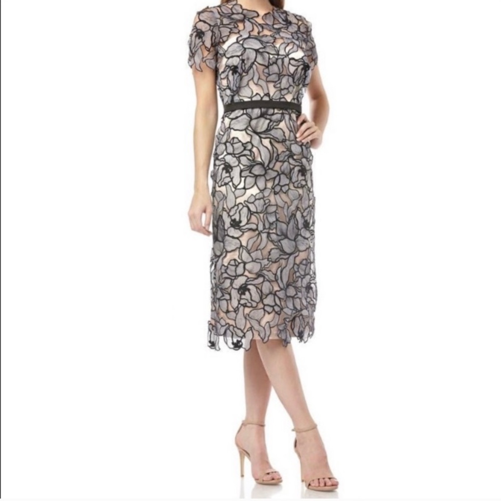 JS Collection Floral Cocktail Dress Cap Sleeve